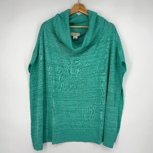 Sigrid Olsen Studio Missy One Size Poncho Sweater Green Heather Cotton Linen